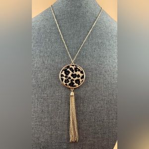 Leopard Long Statement Dressy Necklace tassel Metal Pendant New